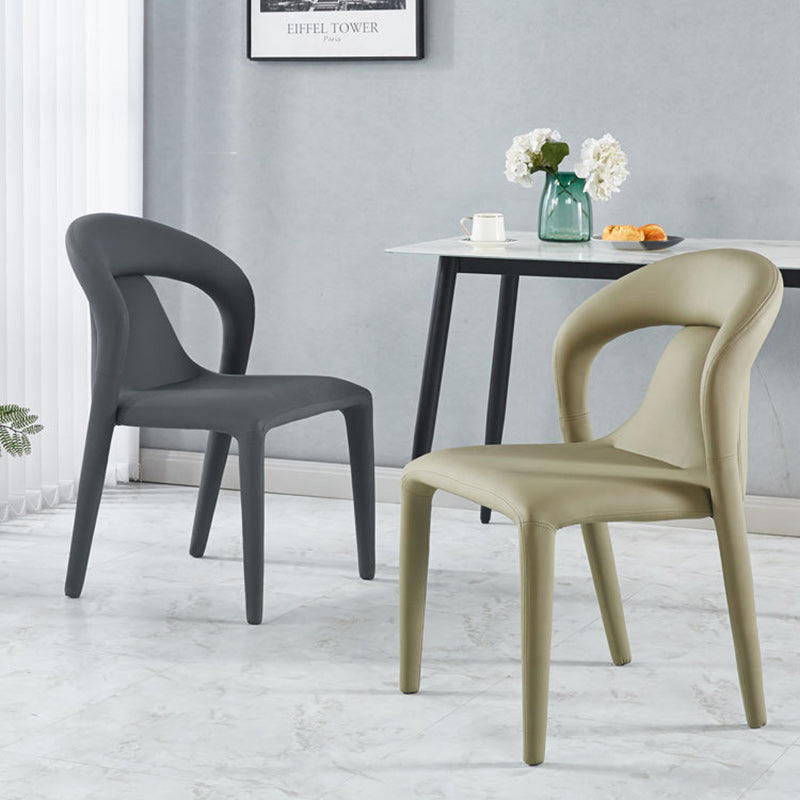 Modern Minimalist Square Upholstered Artificial Leather Carbon Steel Dining Chair Backrest For Dining Room