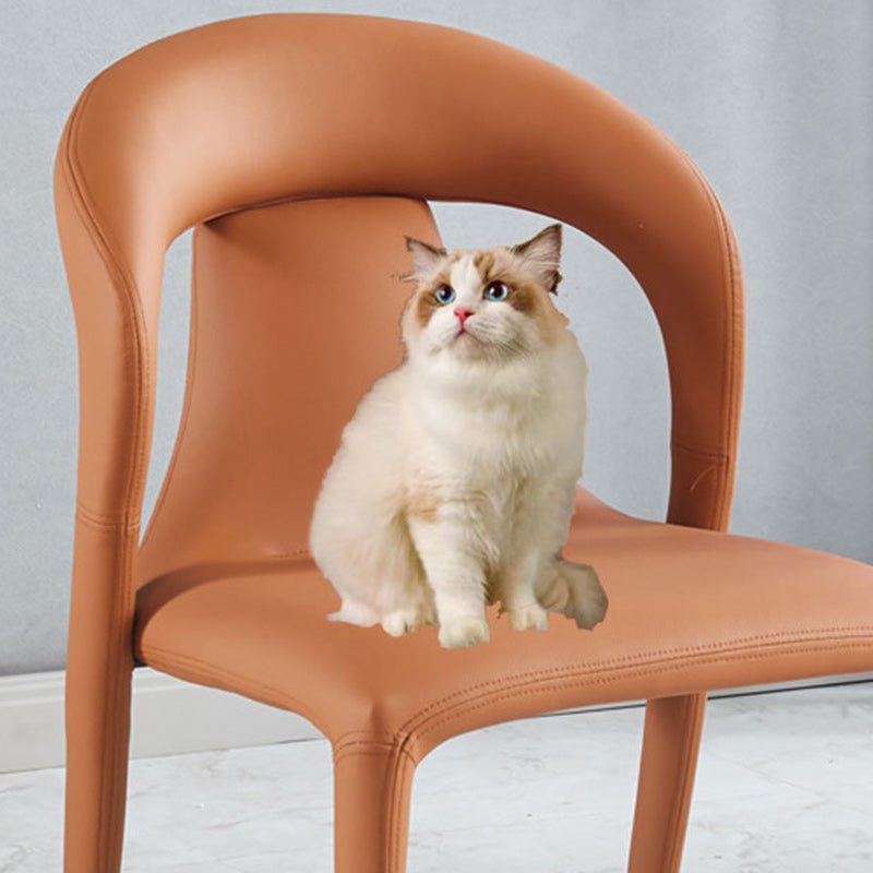 Modern Minimalist Square Upholstered Artificial Leather Carbon Steel Dining Chair Backrest For Dining Room