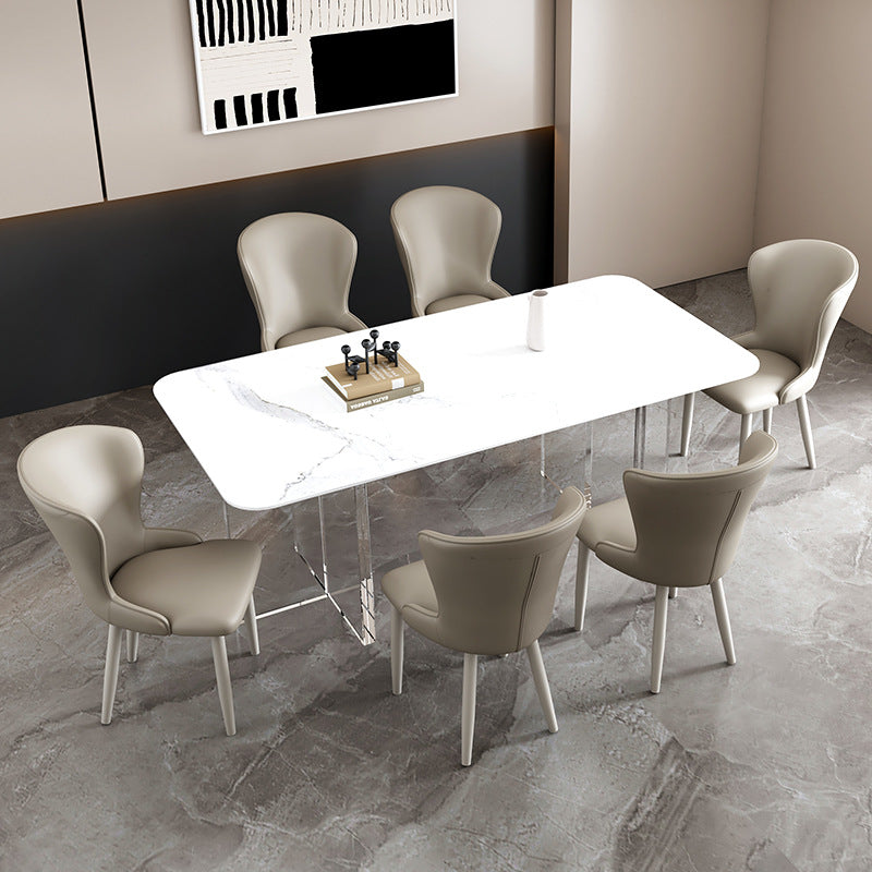 Contemporary Nordic Square Rectangle Upholstered Artificial Leather Carbon Steel Dining Chair Backrest For Dining Room