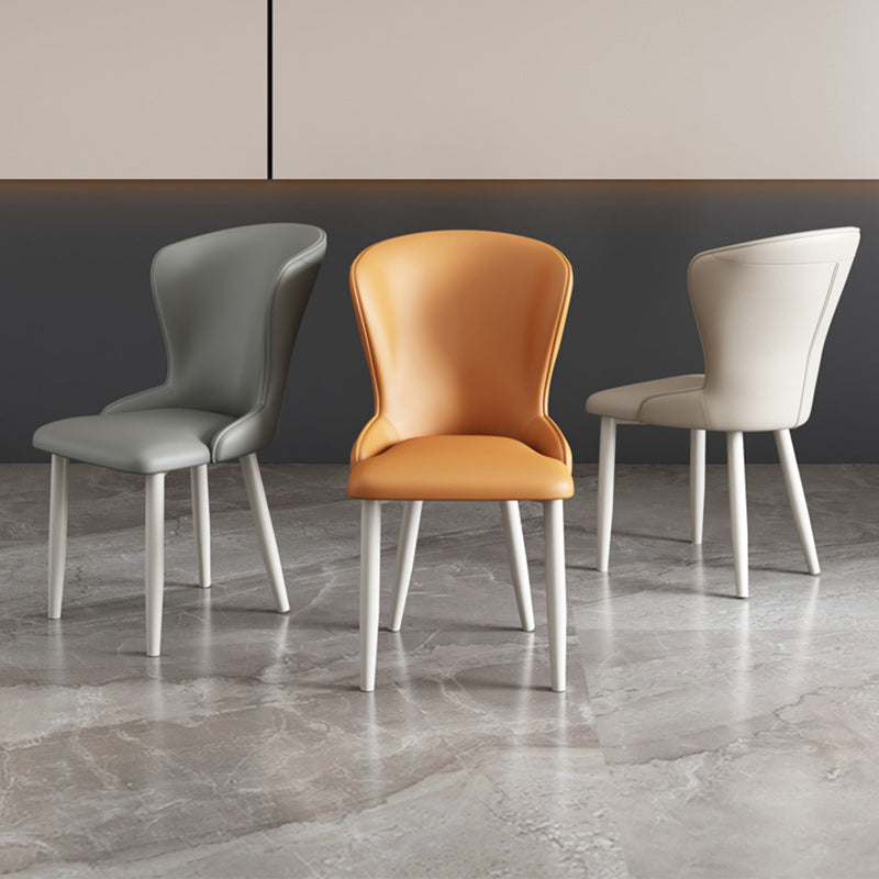 Contemporary Nordic Square Rectangle Upholstered Artificial Leather Carbon Steel Dining Chair Backrest For Dining Room