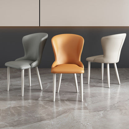 Contemporary Nordic Square Rectangle Upholstered Artificial Leather Carbon Steel Dining Chair Backrest For Dining Room