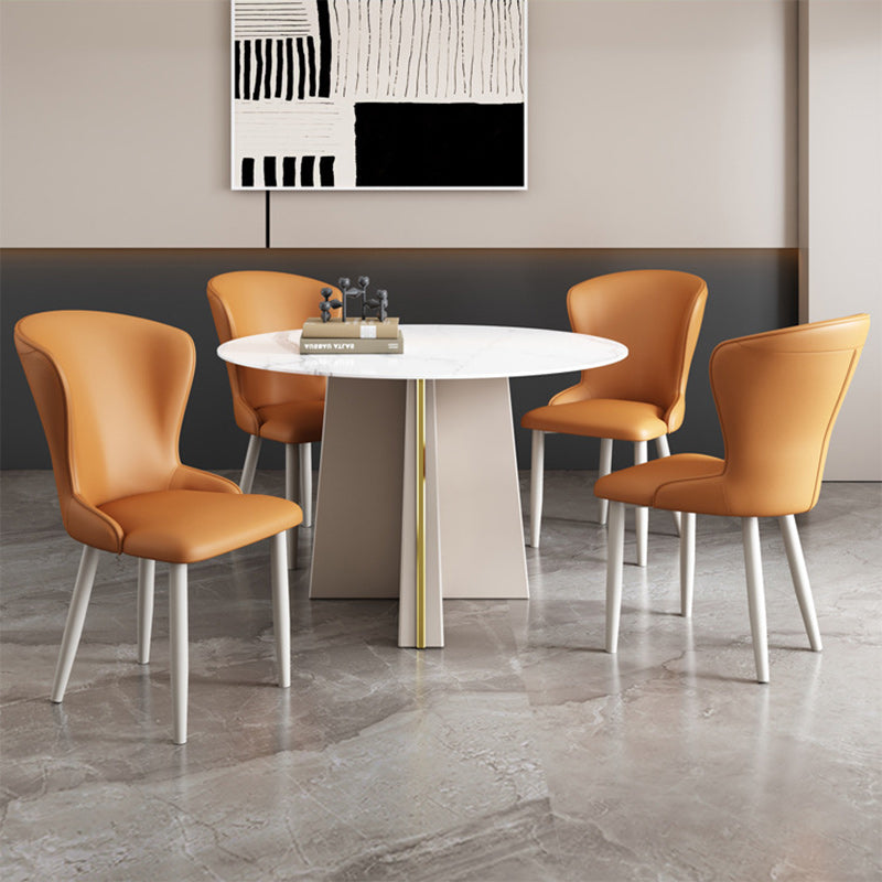 Contemporary Nordic Square Rectangle Upholstered Artificial Leather Carbon Steel Dining Chair Backrest For Dining Room