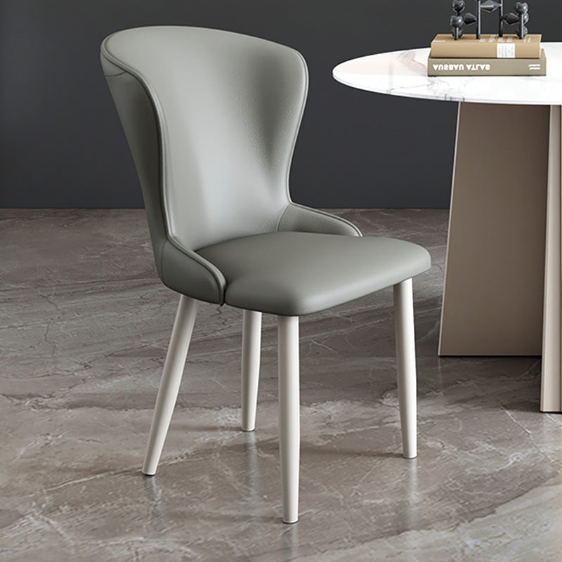 Contemporary Nordic Square Rectangle Upholstered Artificial Leather Carbon Steel Dining Chair Backrest For Dining Room