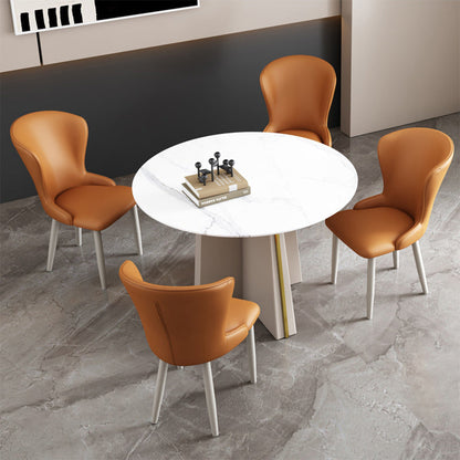 Contemporary Nordic Square Rectangle Upholstered Artificial Leather Carbon Steel Dining Chair Backrest For Dining Room