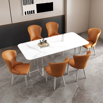 Contemporary Nordic Square Rectangle Upholstered Artificial Leather Carbon Steel Dining Chair Backrest For Dining Room