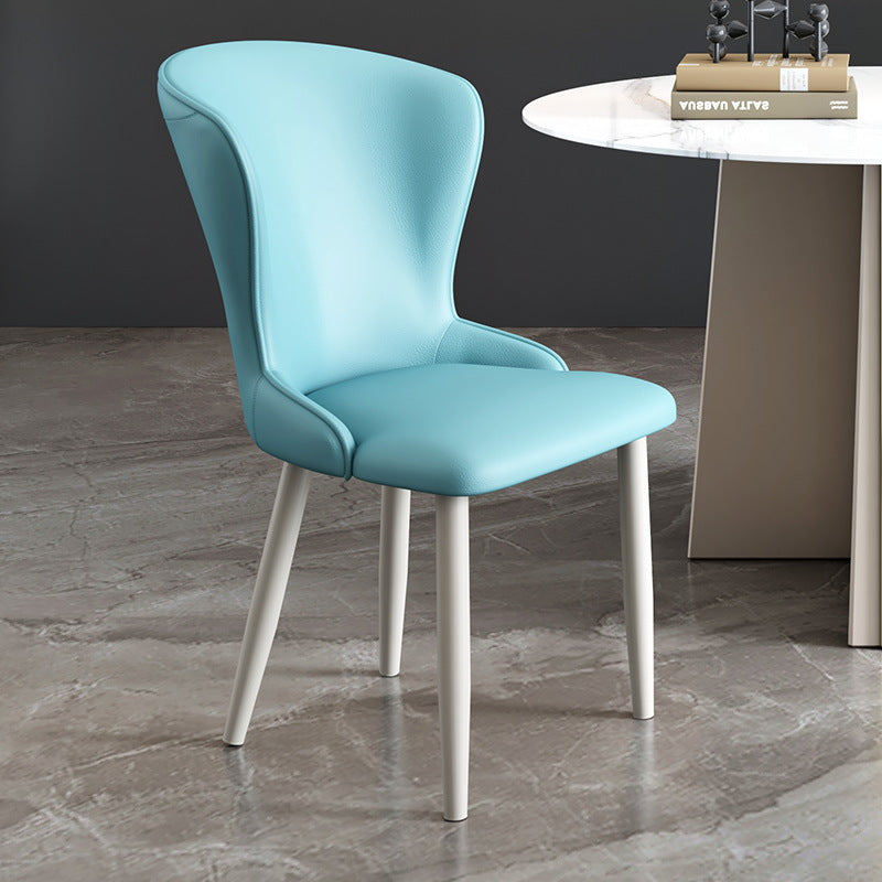 Contemporary Nordic Square Rectangle Upholstered Artificial Leather Carbon Steel Dining Chair Backrest For Dining Room