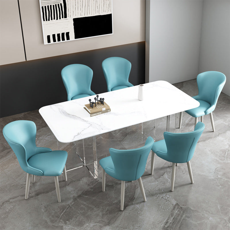 Contemporary Nordic Square Rectangle Upholstered Artificial Leather Carbon Steel Dining Chair Backrest For Dining Room