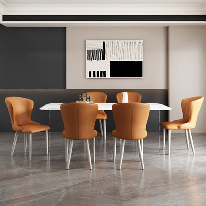 Contemporary Nordic Square Rectangle Upholstered Artificial Leather Carbon Steel Dining Chair Backrest For Dining Room