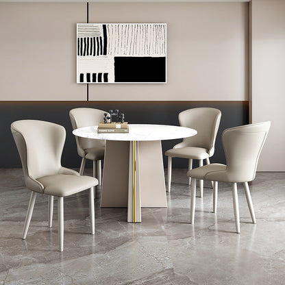 Contemporary Nordic Square Rectangle Upholstered Artificial Leather Carbon Steel Dining Chair Backrest For Dining Room