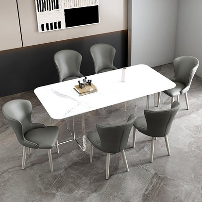 Contemporary Nordic Square Rectangle Upholstered Artificial Leather Carbon Steel Dining Chair Backrest For Dining Room