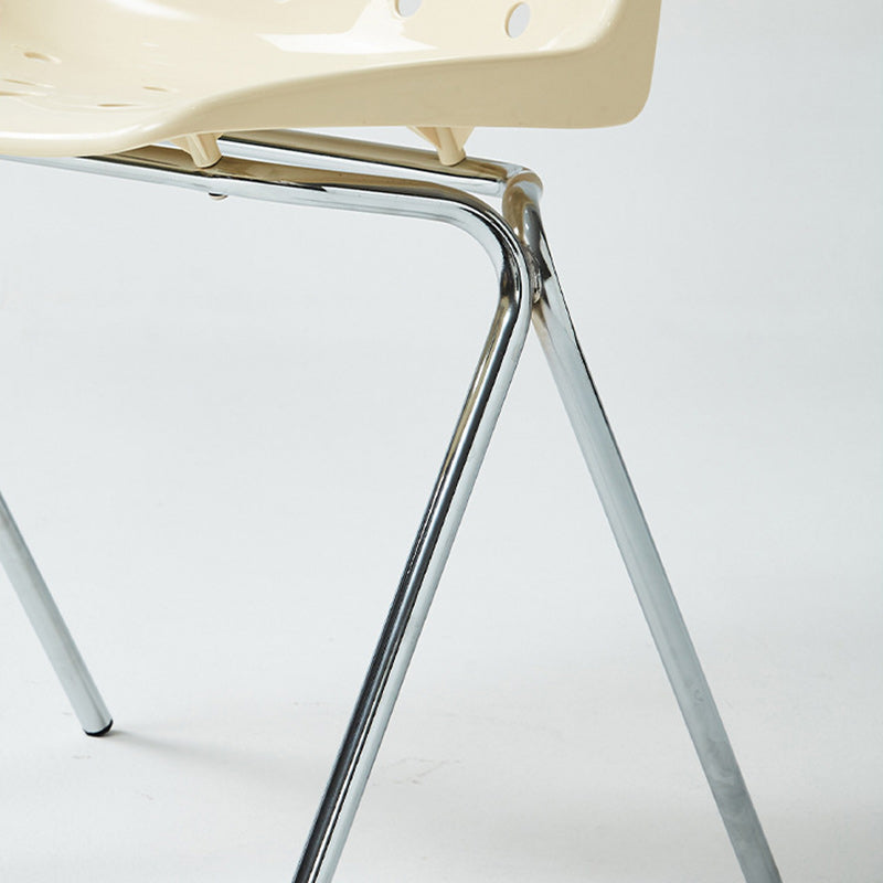 Contemporary Creative Rectangle Cheese Shape Carbon Steel Frame PP Dining Chair Backrest For Dining Room