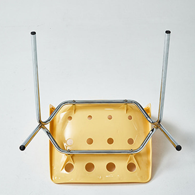 Contemporary Creative Rectangle Cheese Shape Carbon Steel Frame PP Dining Chair Backrest For Dining Room