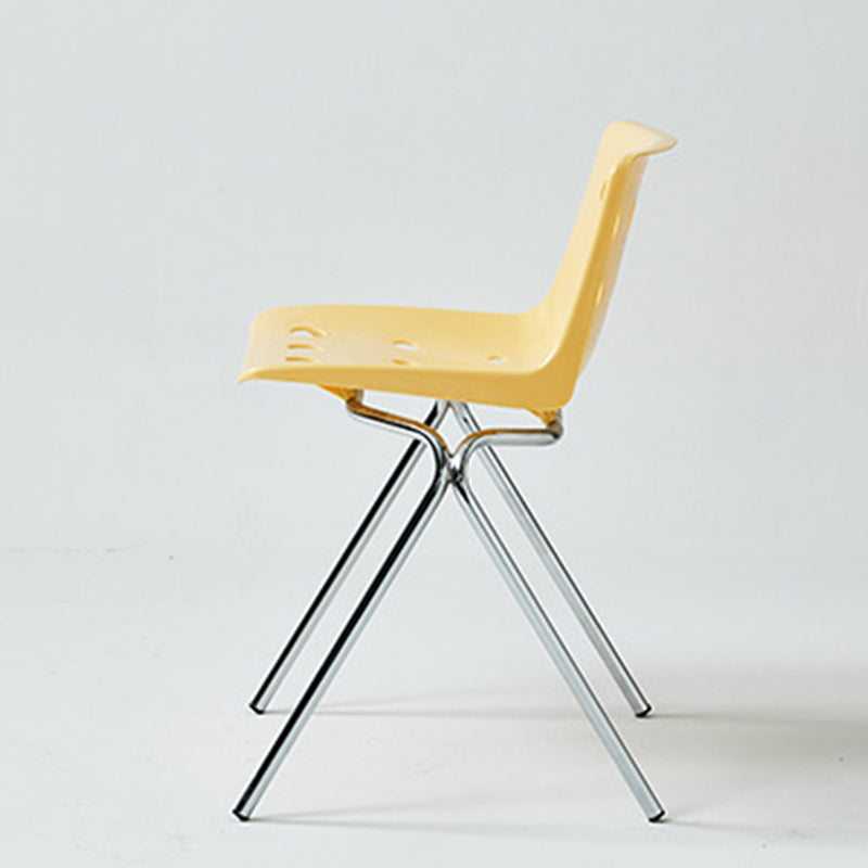 Contemporary Creative Rectangle Cheese Shape Carbon Steel Frame PP Dining Chair Backrest For Dining Room