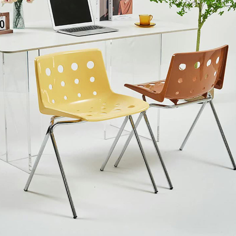 Contemporary Creative Rectangle Cheese Shape Carbon Steel Frame PP Dining Chair Backrest For Dining Room