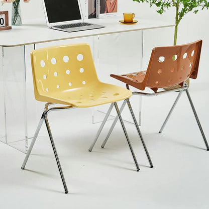 Contemporary Creative Rectangle Cheese Shape Carbon Steel Frame PP Dining Chair Backrest For Dining Room