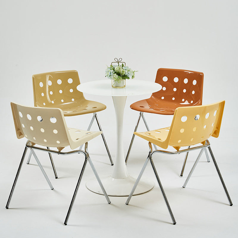Contemporary Creative Rectangle Cheese Shape Carbon Steel Frame PP Dining Chair Backrest For Dining Room