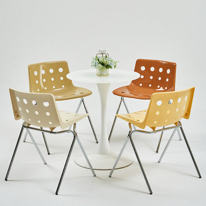 Contemporary Creative Rectangle Cheese Shape Carbon Steel Frame PP Dining Chair Backrest For Dining Room