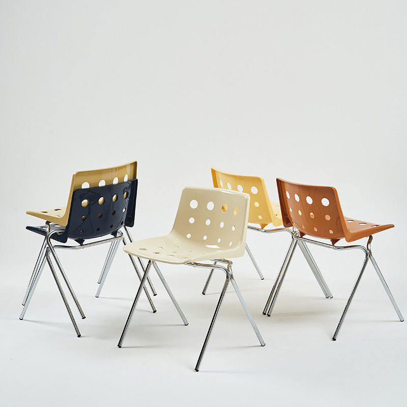 Contemporary Creative Rectangle Cheese Shape Carbon Steel Frame PP Dining Chair Backrest For Dining Room