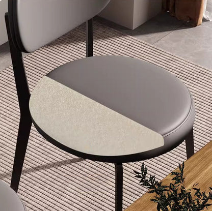 Modern Minimalist Round Upholstered Carbon Steel Frame Microfiber Microfiber Leather Dining Chair Backrest For Dining Room