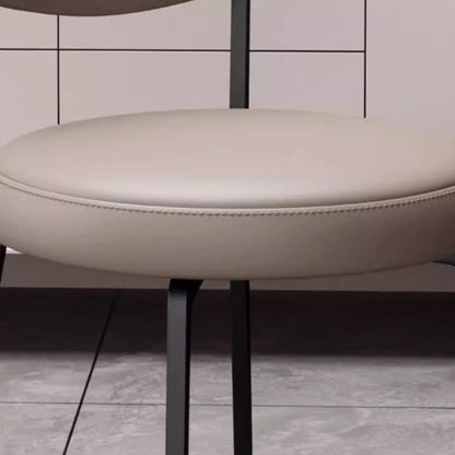 Modern Minimalist Round Upholstered Carbon Steel Frame Microfiber Microfiber Leather Dining Chair Backrest For Dining Room