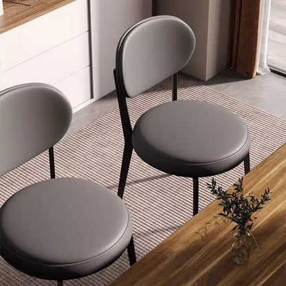 Modern Minimalist Round Upholstered Carbon Steel Frame Microfiber Microfiber Leather Dining Chair Backrest For Dining Room