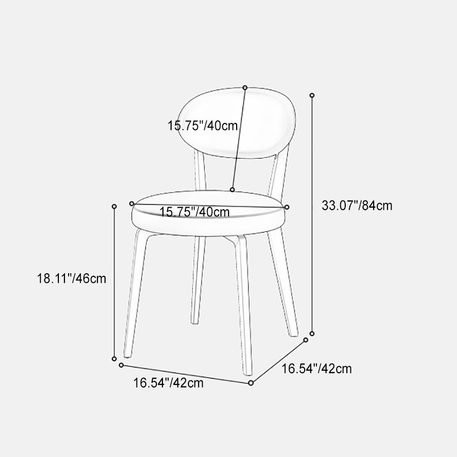 Modern Minimalist Round Upholstered Carbon Steel Frame Microfiber Microfiber Leather Dining Chair Backrest For Dining Room
