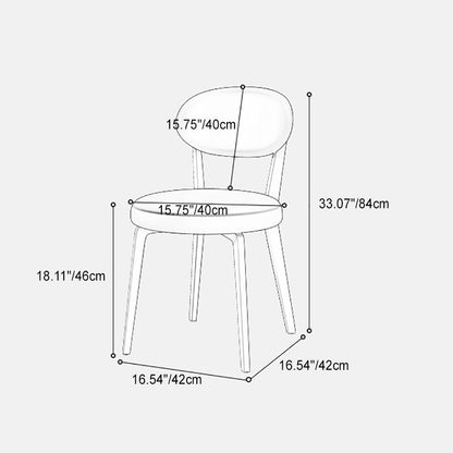 Modern Minimalist Round Upholstered Carbon Steel Frame Microfiber Microfiber Leather Dining Chair Backrest For Dining Room