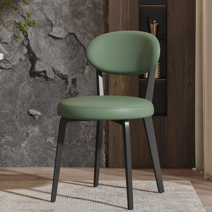 Modern Minimalist Round Upholstered Carbon Steel Frame Microfiber Microfiber Leather Dining Chair Backrest For Dining Room