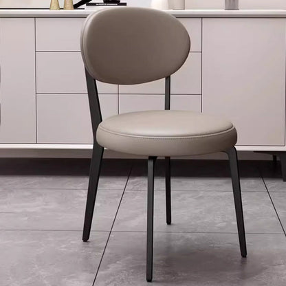 Modern Minimalist Round Upholstered Carbon Steel Frame Microfiber Microfiber Leather Dining Chair Backrest For Dining Room