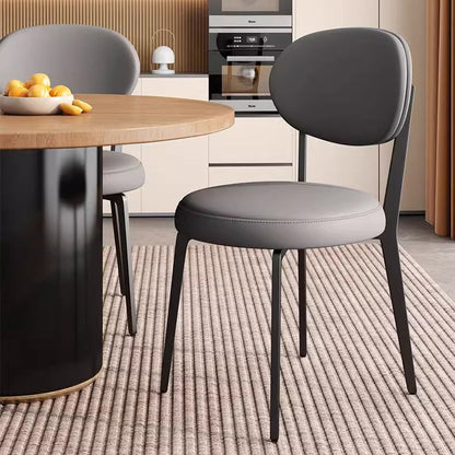 Modern Minimalist Round Upholstered Carbon Steel Frame Microfiber Microfiber Leather Dining Chair Backrest For Dining Room