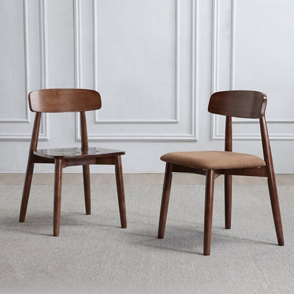 Modern Minimalist Square Wood Frame Microfiber Leather Dining Chair Backrest For Dining Room