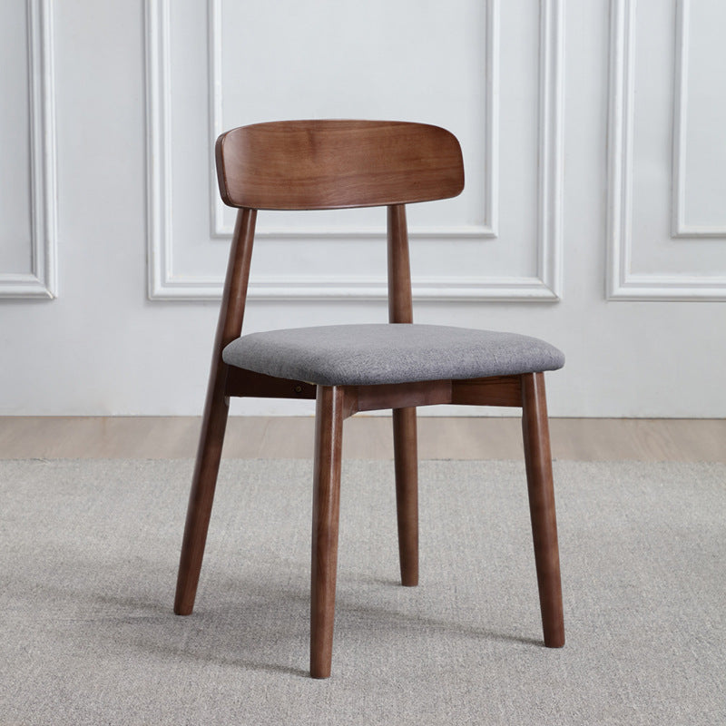 Modern Minimalist Square Wood Frame Microfiber Leather Dining Chair Backrest For Dining Room