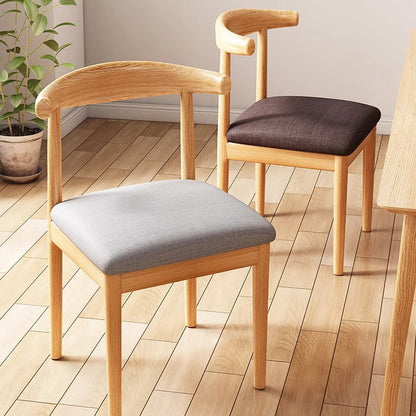 Contemporary Nordic Cow Corner Shape Square Upholstered Cotton Linen Fabric PU Leather Steel Frame Dining Chair Backrest For Dining Room