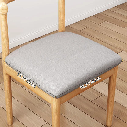 Contemporary Nordic Cow Corner Shape Square Upholstered Cotton Linen Fabric PU Leather Steel Frame Dining Chair Backrest For Dining Room