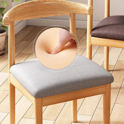 Contemporary Nordic Cow Corner Shape Square Upholstered Cotton Linen Fabric PU Leather Steel Frame Dining Chair Backrest For Dining Room