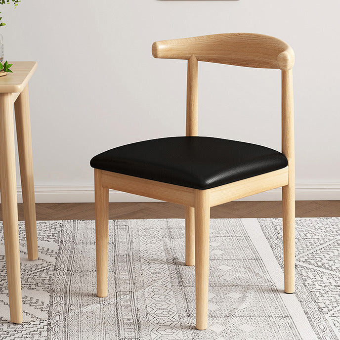 Contemporary Nordic Cow Corner Shape Square Upholstered Cotton Linen Fabric PU Leather Steel Frame Dining Chair Backrest For Dining Room