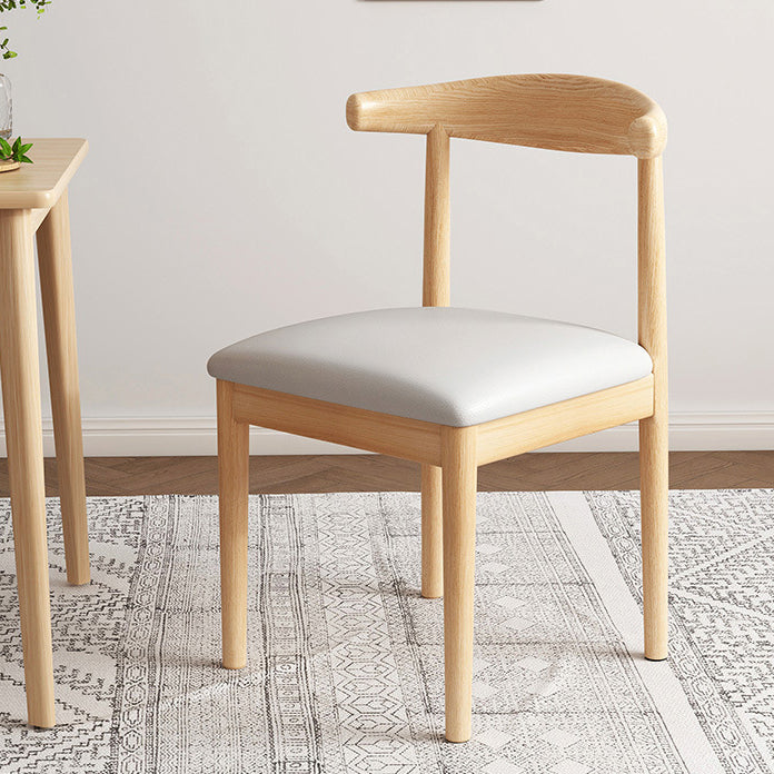 Contemporary Nordic Cow Corner Shape Square Upholstered Cotton Linen Fabric PU Leather Steel Frame Dining Chair Backrest For Dining Room