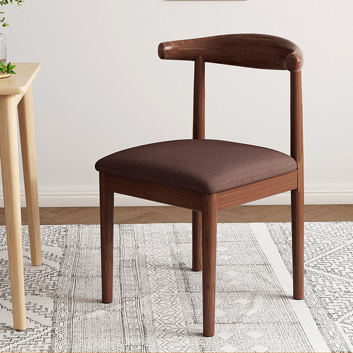 Contemporary Nordic Cow Corner Shape Square Upholstered Cotton Linen Fabric PU Leather Steel Frame Dining Chair Backrest For Dining Room