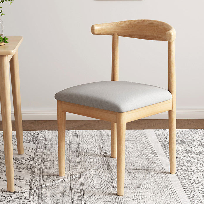 Contemporary Nordic Cow Corner Shape Square Upholstered Cotton Linen Fabric PU Leather Steel Frame Dining Chair Backrest For Dining Room