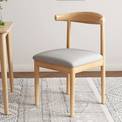 Contemporary Nordic Cow Corner Shape Square Upholstered Cotton Linen Fabric PU Leather Steel Frame Dining Chair Backrest For Dining Room