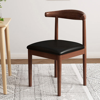 Contemporary Nordic Cow Corner Shape Square Upholstered Cotton Linen Fabric PU Leather Steel Frame Dining Chair Backrest For Dining Room