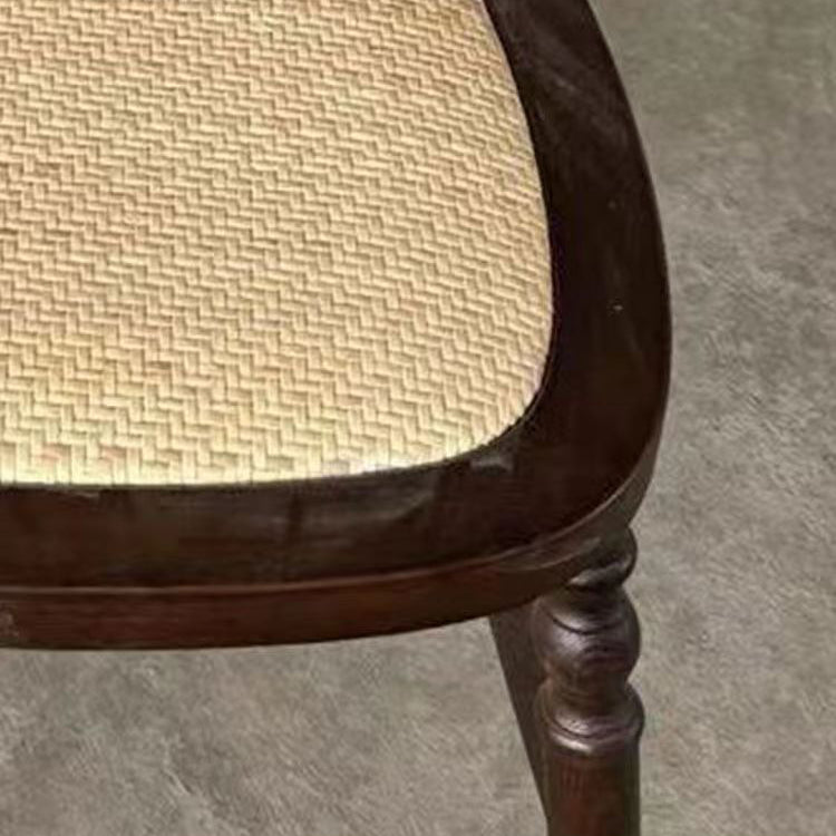 Traditional Vintage Square Wooden Rattan Dining Chair Backrest For Dining Room
