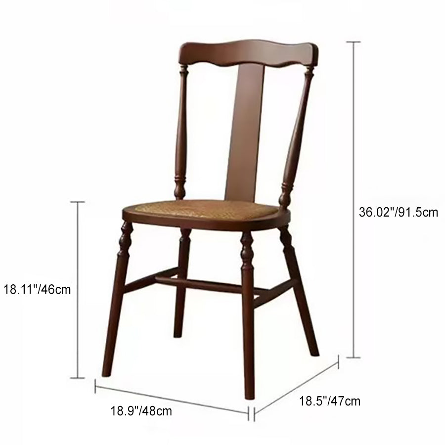 Traditional Vintage Square Wooden Rattan Dining Chair Backrest For Dining Room