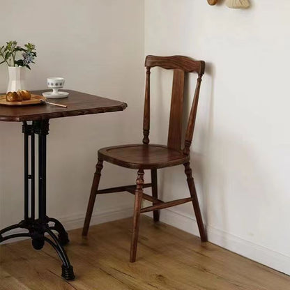 Traditional Vintage Square Wooden Rattan Dining Chair Backrest For Dining Room