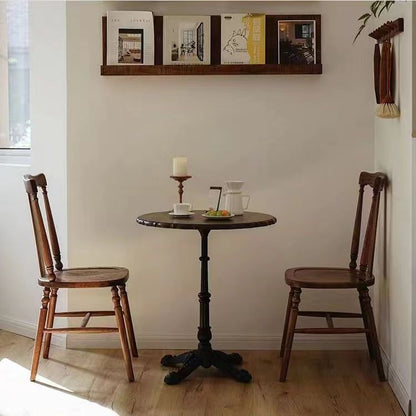 Traditional Vintage Square Wooden Rattan Dining Chair Backrest For Dining Room