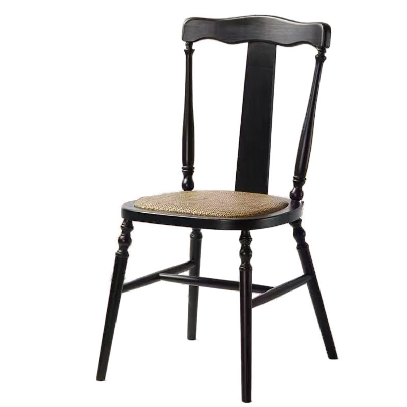 Traditional Vintage Square Wooden Rattan Dining Chair Backrest For Dining Room