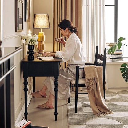 Traditional Vintage Square Rubberwood Velvet Dining Chair Backrest Armrest For Dining Room