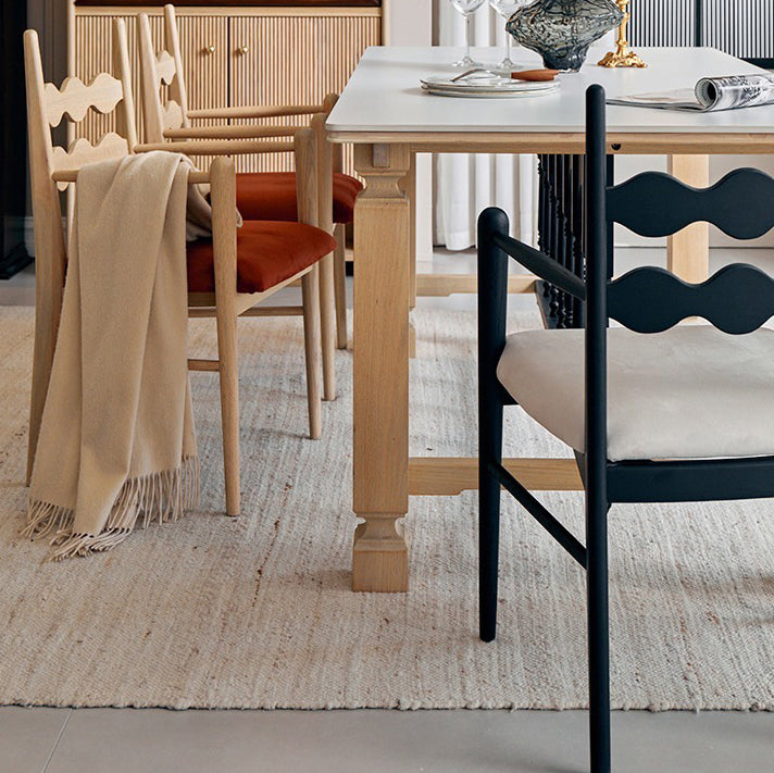 Traditional Vintage Square Rubberwood Velvet Dining Chair Backrest Armrest For Dining Room