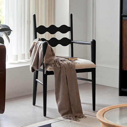 Traditional Vintage Square Rubberwood Velvet Dining Chair Backrest Armrest For Dining Room