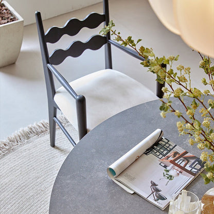 Traditional Vintage Square Rubberwood Velvet Dining Chair Backrest Armrest For Dining Room